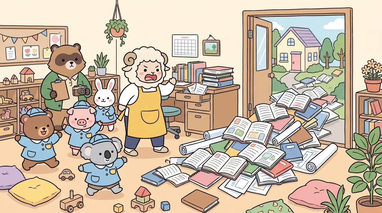 子どもから目を離せない保育の特性と、書類文化の根強さが重なり、勤務内に収まらない事務作業が自宅へあふれ出しやすい構造があります。