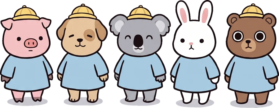 年中さん(こぶた・こいぬ・こあら・うさぎ・こぐま)
